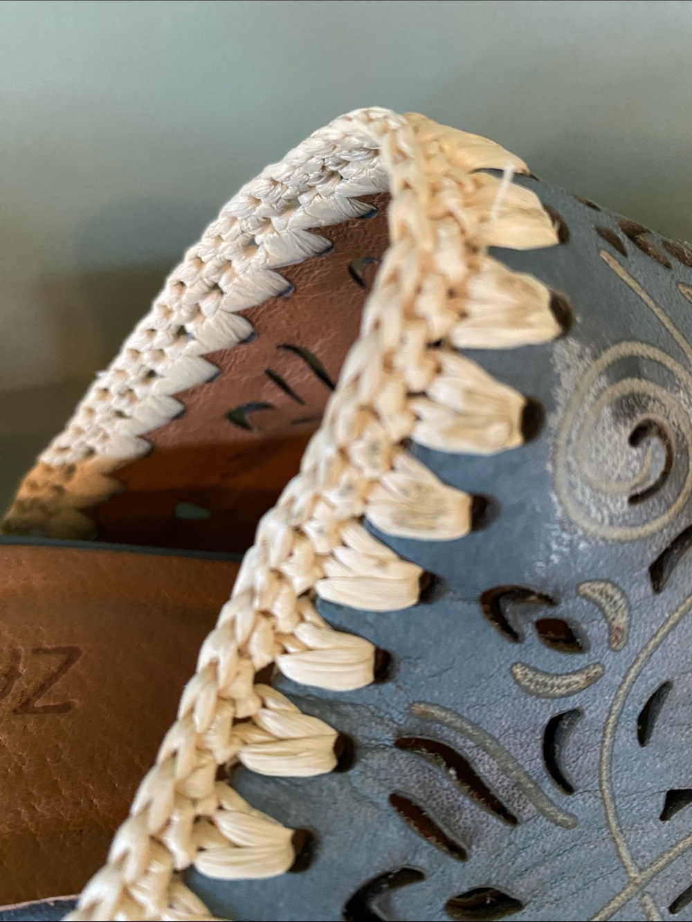 Vera Cruz Artisan Distressed Leather Slip-On Mules with Cream Trim - Picture 8 of 9